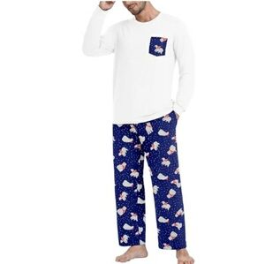 Men's Pajama Set Sleepwear Lightweight Long Sleeve White /Purple